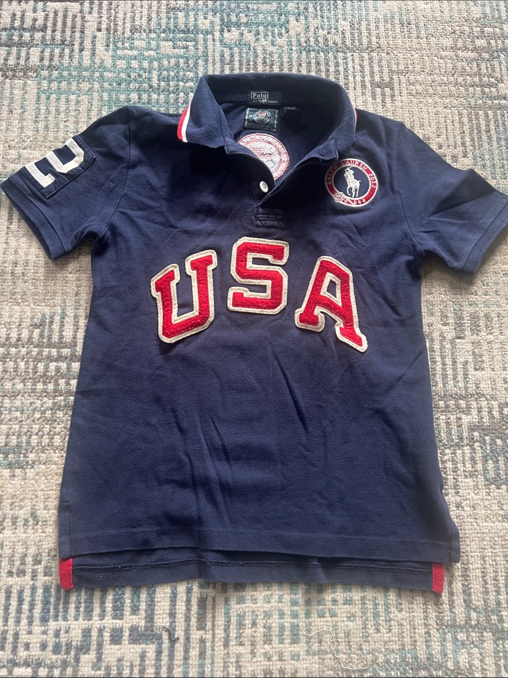 Polo Ralph Lauren Team USA Olympic Polo Shirt Boys Medium 10-12 Navy 2012